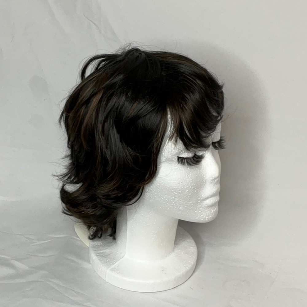 Dark Brown Layered Wig with Moderate Volume and Highlights - Picture 3 of 14